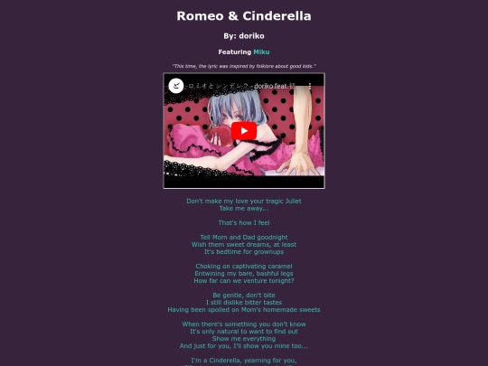 song-pages/mmj/romeo-and-cinderella-original screenshot