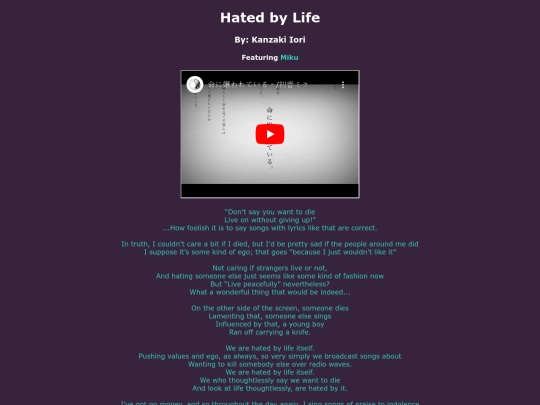 song-pages/n25/hated-by-life-original screenshot