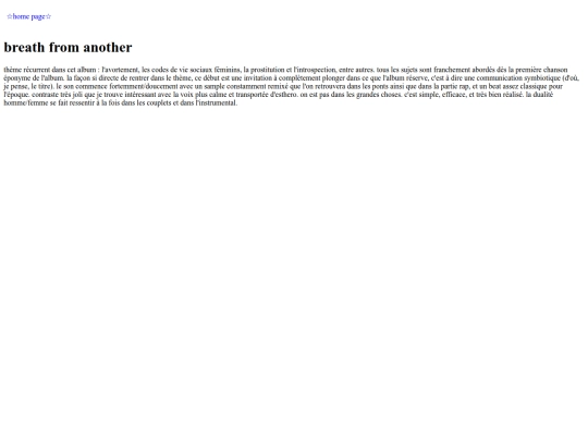 interests/dissection des harmonies/albums/breath from another - esthero/breathfromanothereview screenshot