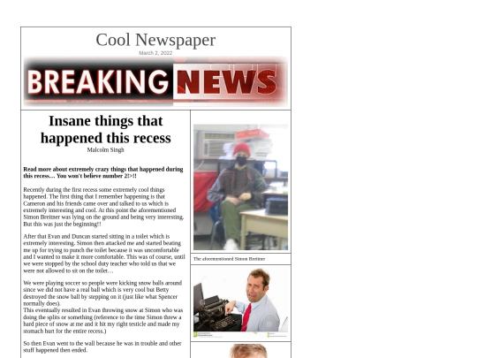 "insane(ly cool) newspaper 1st edition screenshot