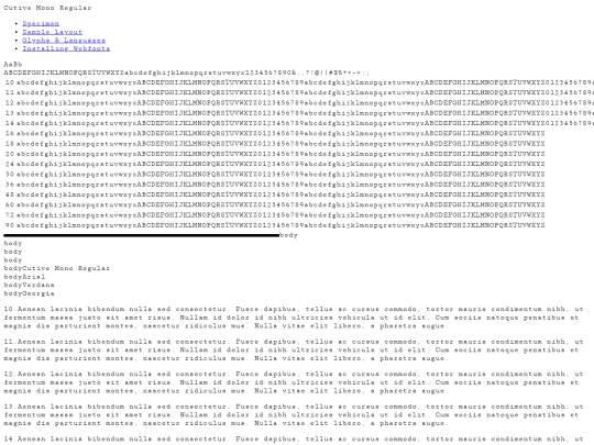cutivemono-regular-demo screenshot
