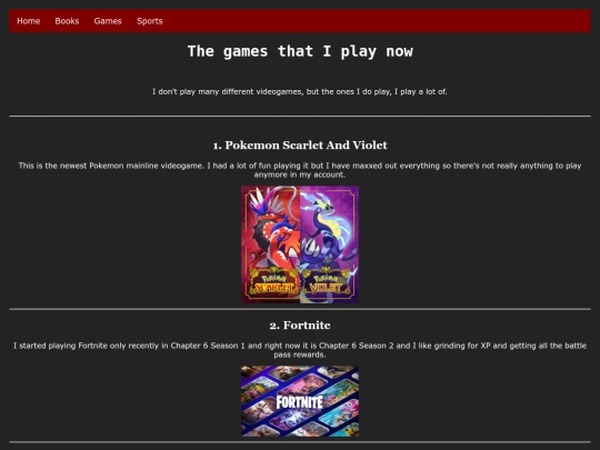 Games screenshot