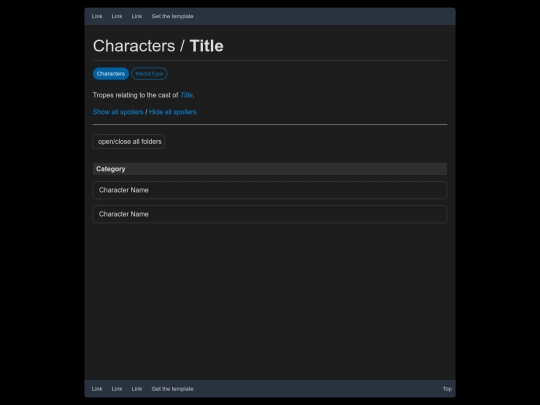 CHARACTERS screenshot
