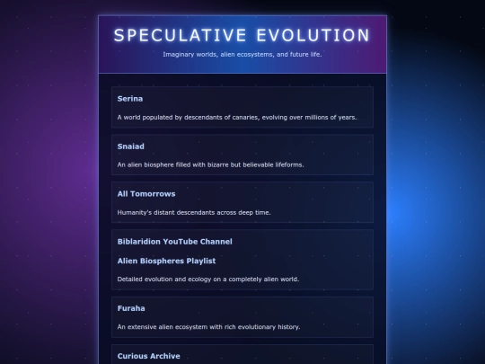 speculative-evolution screenshot