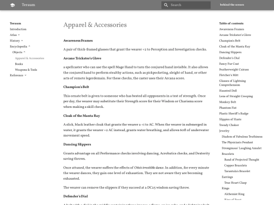 encyclopedia/objects/apparel-accessories screenshot