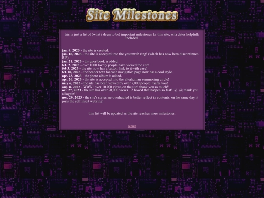 milestones screenshot