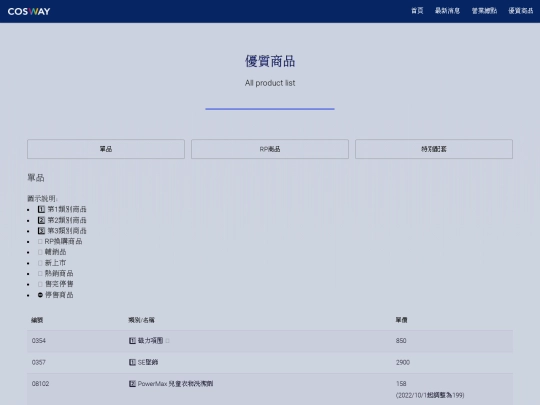productlist screenshot