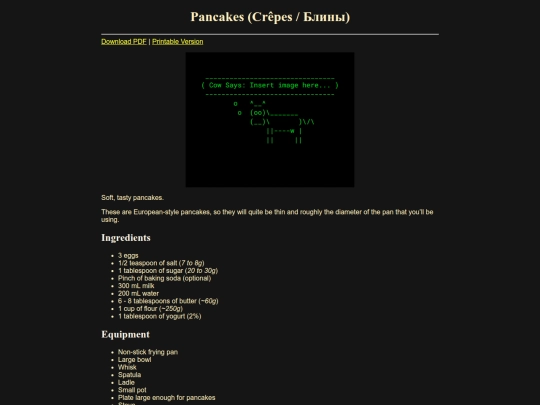 recipes/pancakes screenshot