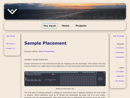 thevault/theprocess/sampleplacement screenshot
