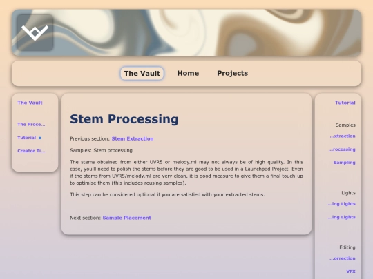 thevault/tutorial/stemprocessing screenshot