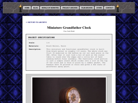 portfolio/mini-grandfather-clock/details screenshot