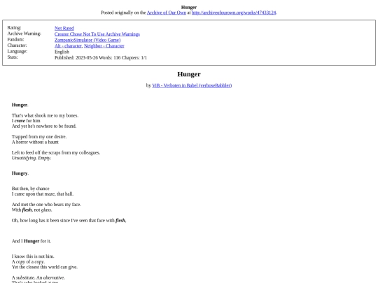fanfictions/Hunger screenshot