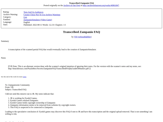 fanfictions/Transcribed_Zampanio_FAQ screenshot