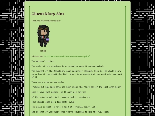 landingpage/clowndiarysim screenshot
