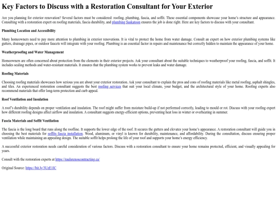 KeyFactorstoDiscusswithaRestorationConsultantforYourExterior screenshot