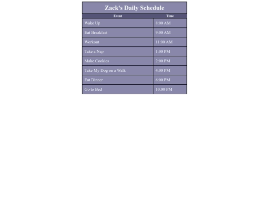 Schedule screenshot