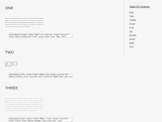 lyrics/tableofcontents screenshot