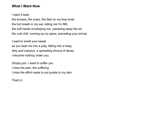 poems/want screenshot