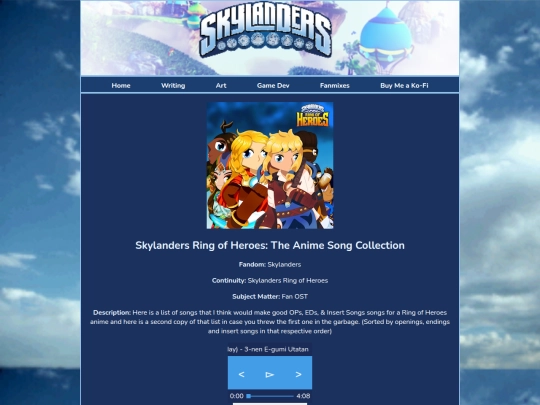 fanmixes/skylandersringofheroestheanimesongcollection screenshot