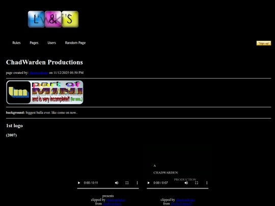 pages/chadwardenproductions screenshot