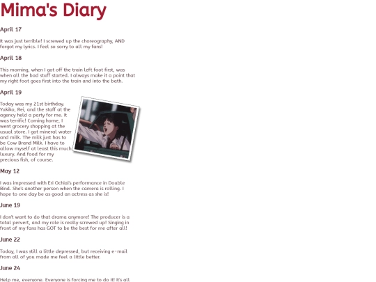 Menu/MimasDiary screenshot