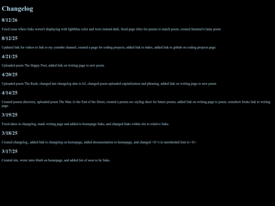 changelog screenshot