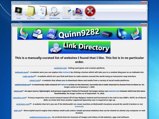 links screenshot