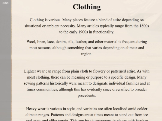 Clothing screenshot