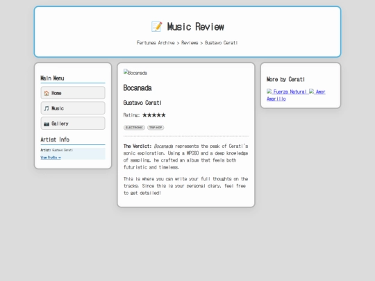 Music Pages/reviews/bocanada screenshot
