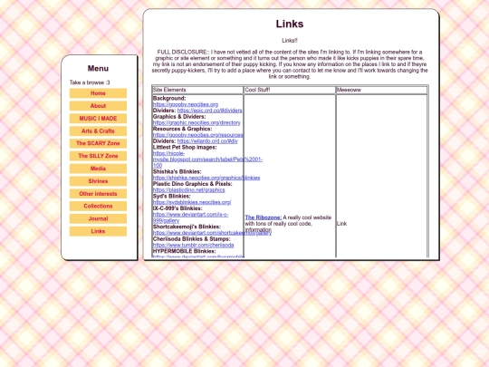 links screenshot