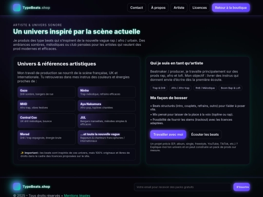 artiste screenshot
