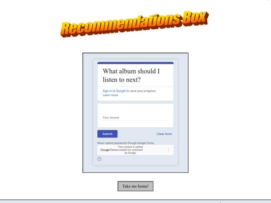 recommendationsbox screenshot