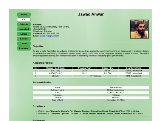 CV screenshot