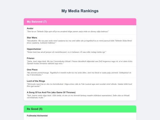 list screenshot