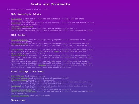 Links screenshot