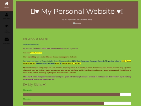 Personal Website screenshot