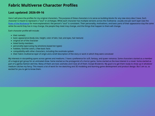 Nonfiction/Fabric Multiverse/Character-Profiles screenshot
