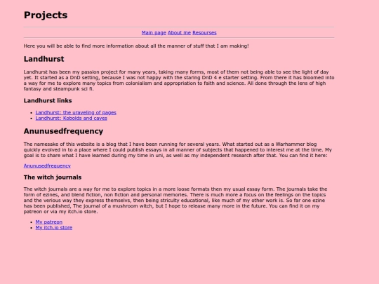 Projects screenshot