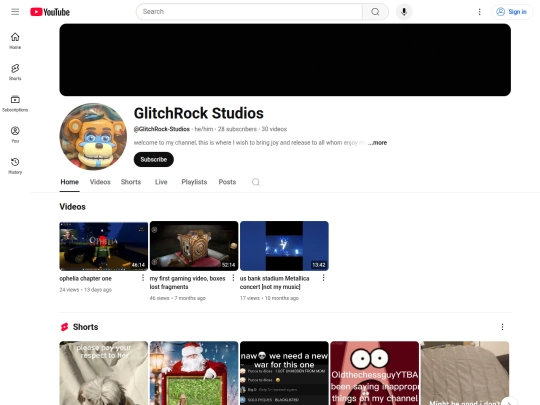 redirect/GlitchRock-Studios-channel screenshot