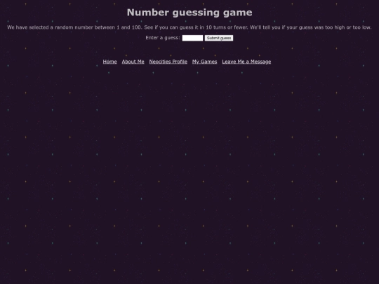 numberguessinggame screenshot