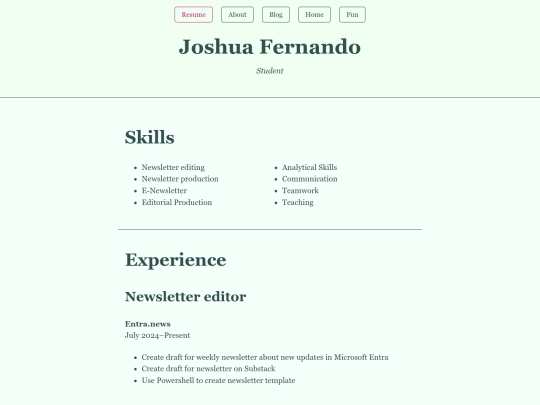 resume screenshot