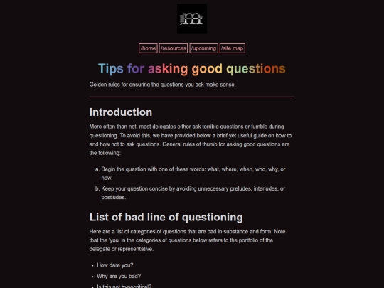 pages/resources/tips-for-good-questions screenshot