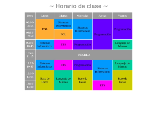 html/horario_clase screenshot