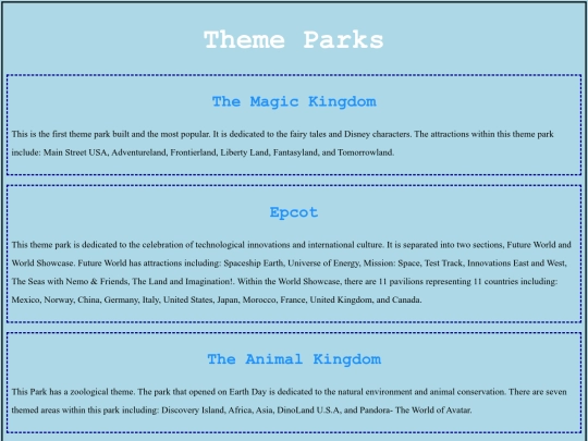Final Website/ThemePark screenshot