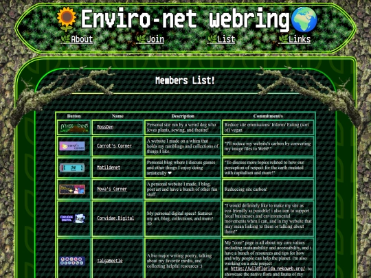 webring/list screenshot