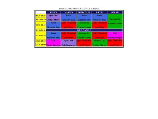Horario screenshot