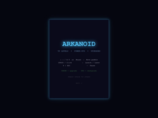 games/arkanoid screenshot