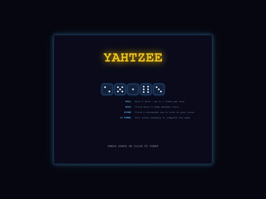 games/yahtzee screenshot