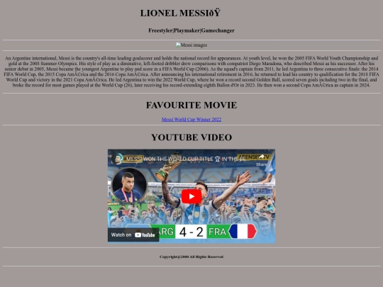 messi 2nd website screenshot