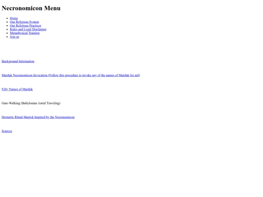necronomicon-menu screenshot